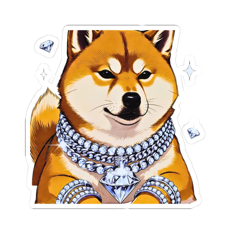 Diamond Shiba Portrait Sticker | Iced Out Shiba Inu | BARKSIDE Diamond Paws | Smirking Dog Sticker