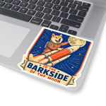 To The Barkside Retro Badge Sticker | Shiba Inu Rocket Rider | Vintage Space Dog Patch | Moon Sticker
