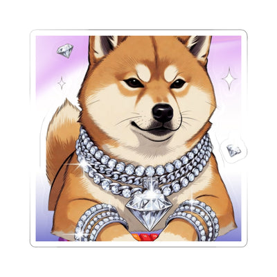 Diamond Shiba Smirk Sticker | Shiba Inu with Chains | BARKSIDE Bling | Confident Dog Sticker