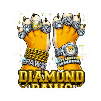 Diamond Paws Bling Sticker | Shiba Inu Chain Necklace | BARKSIDE Iced Out Dog | Hip Hop Dog Sticker