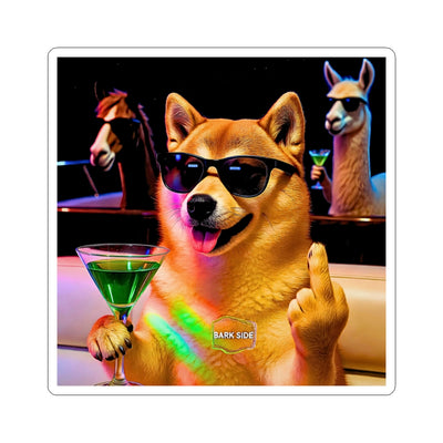 BARK SIDE Party Shiba Sticker | Doge with Cocktail Sunglasses | Funny Dog Sticker | VIP Lounge Dog