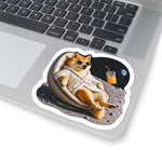 Moon Lounge Dog Sticker | Shiba Inu Bathrobe on Moon | BARKSIDE After Hours | Funny Space Sticker