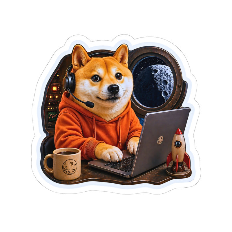 BARKSIDE Mission Control Sticker | Shiba Inu Hoodie Laptop | Space Dog Late Night Ops | Funny Sticker
