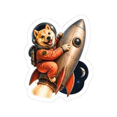 Rocket Dog Sticker | Shiba Inu Riding Rocket to Moon | BARKSIDE Space Dog | Funny Astronaut Sticker