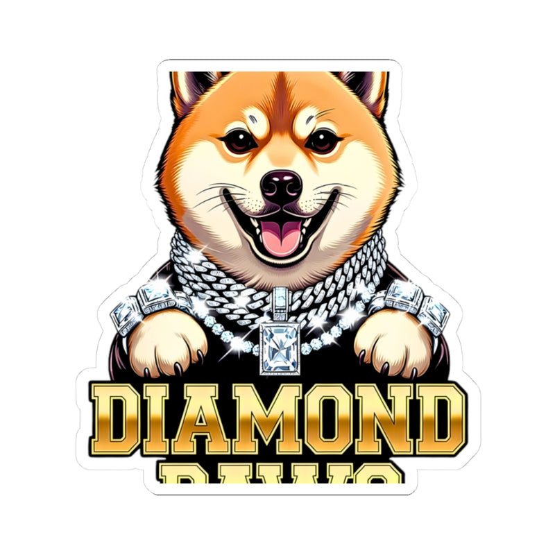 Diamond Paws Sticker | Iced Out Shiba Inu Portrait | Gold Chains Dog | BARKSIDE Bling Collection